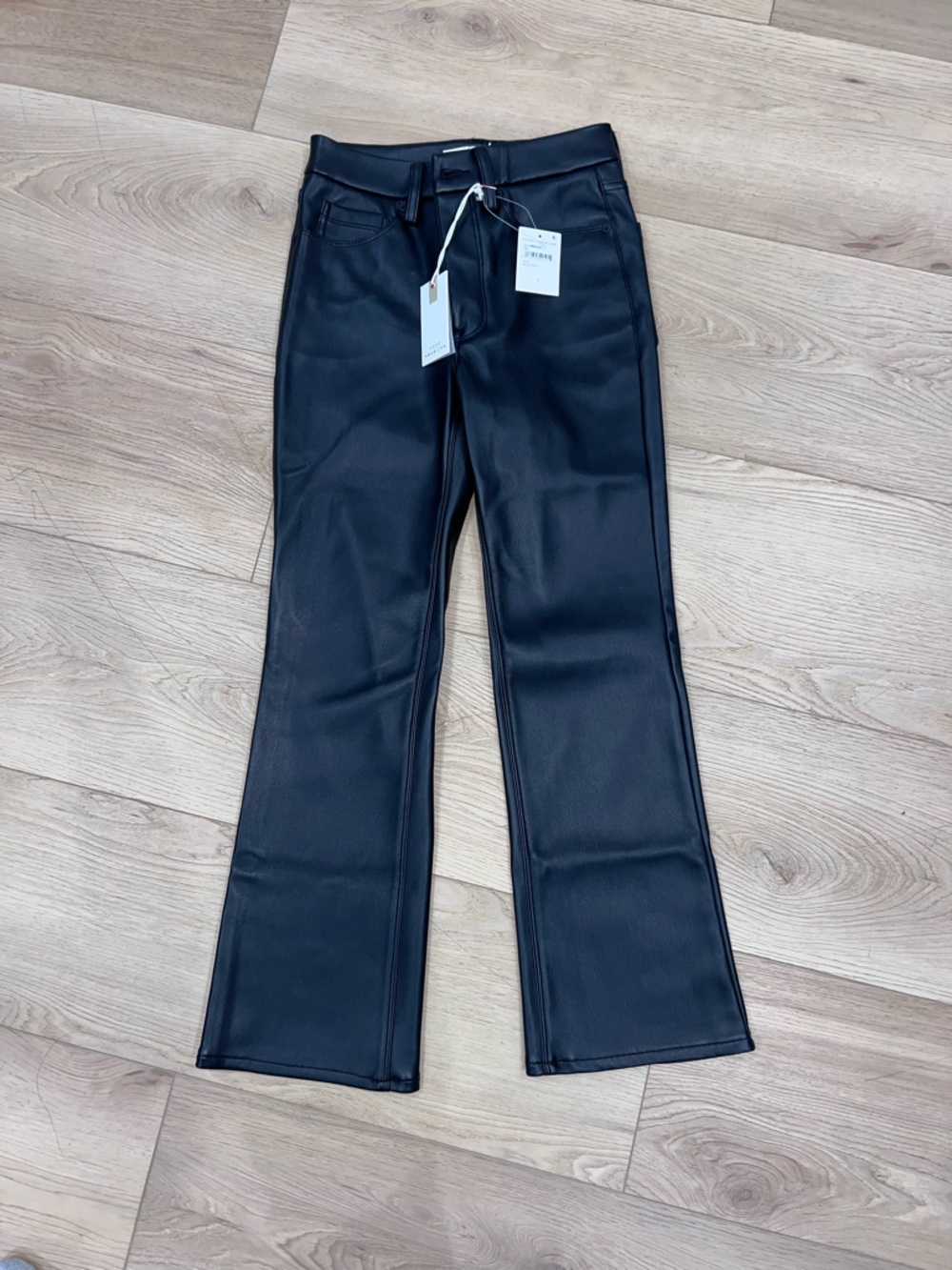 Good American Black Faux Leather Leggings